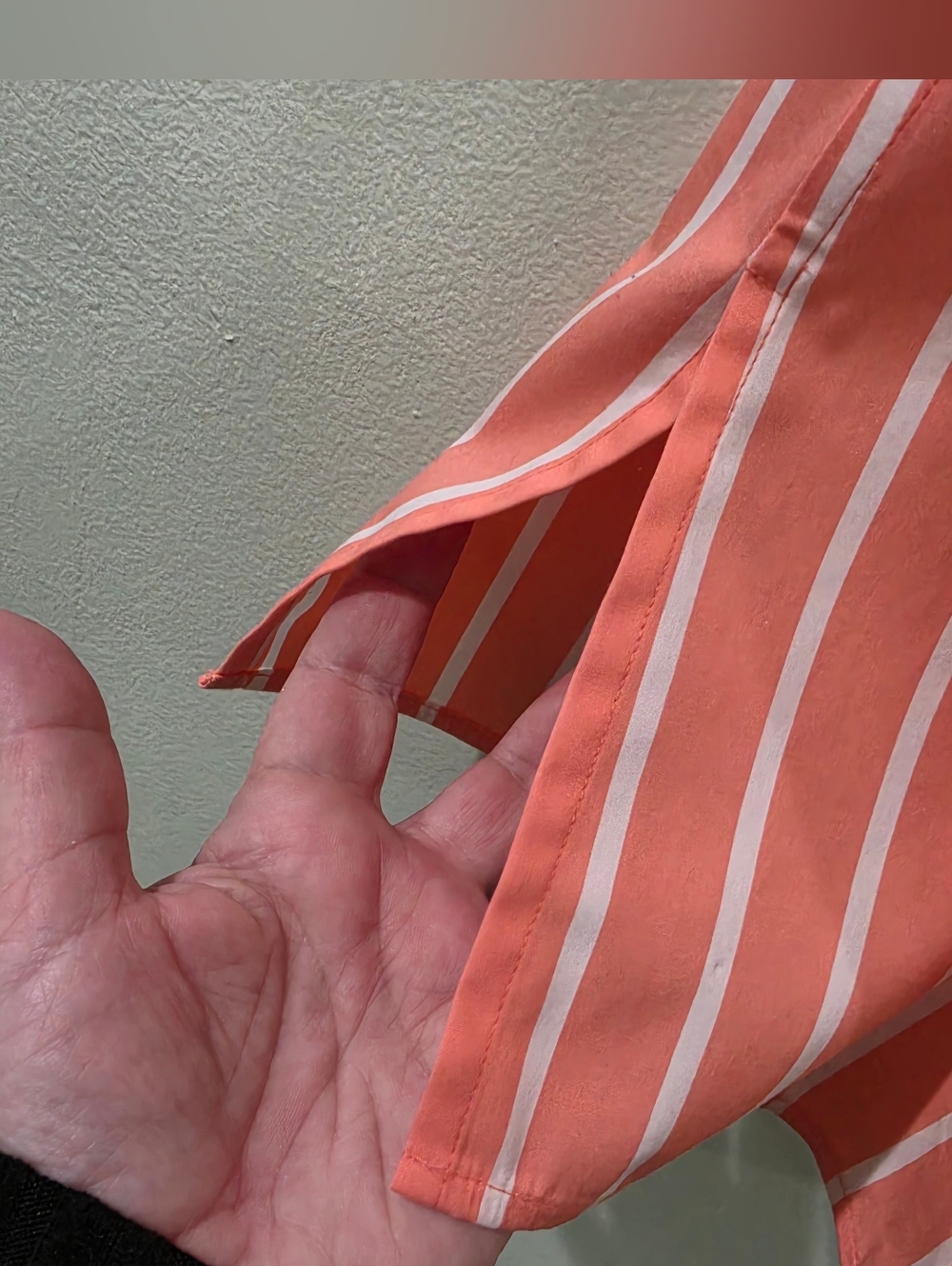 Foxcroft Coral Pink Striped Popover Tunic With Shell Button Accents 14 - Picture 8 of 13